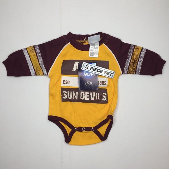 ASU Bodysuit Sweatpants Sun Devils Arizona State 0-3 Months Boys Girls Baby Set - Picture 2 of 7